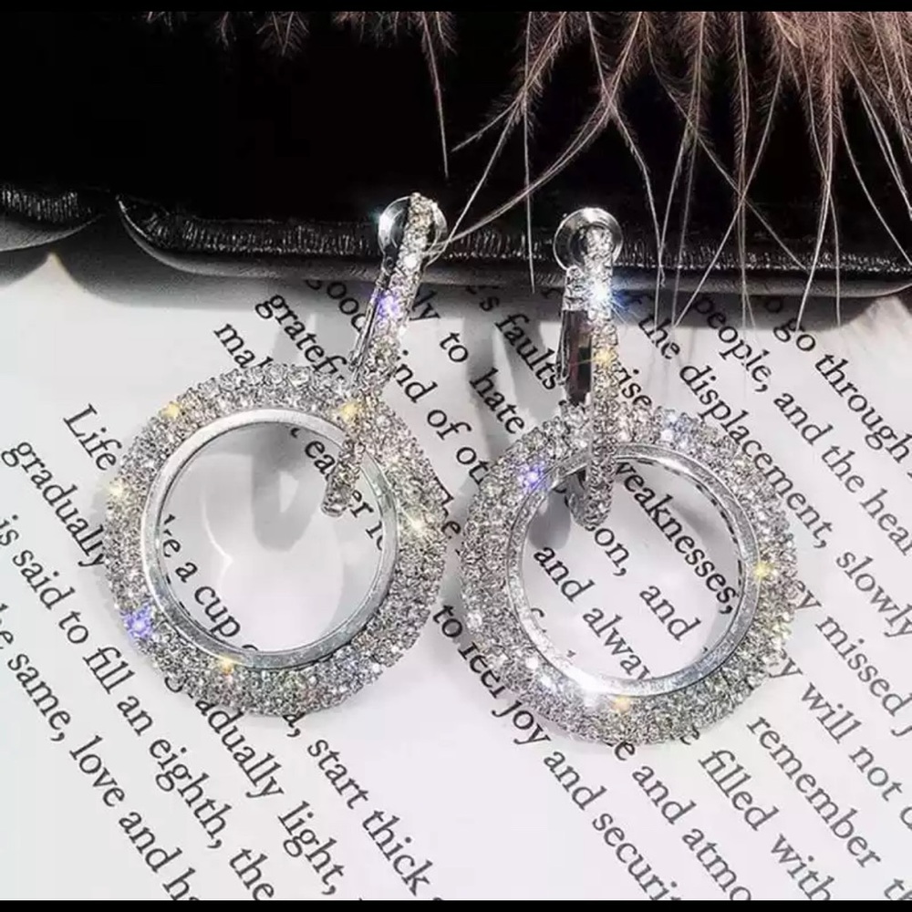 Silver Crystal Hoops